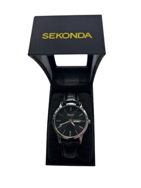 NIB Sekonda Men's Professional Dress Watch - Black/Silver - 50m Water Resist